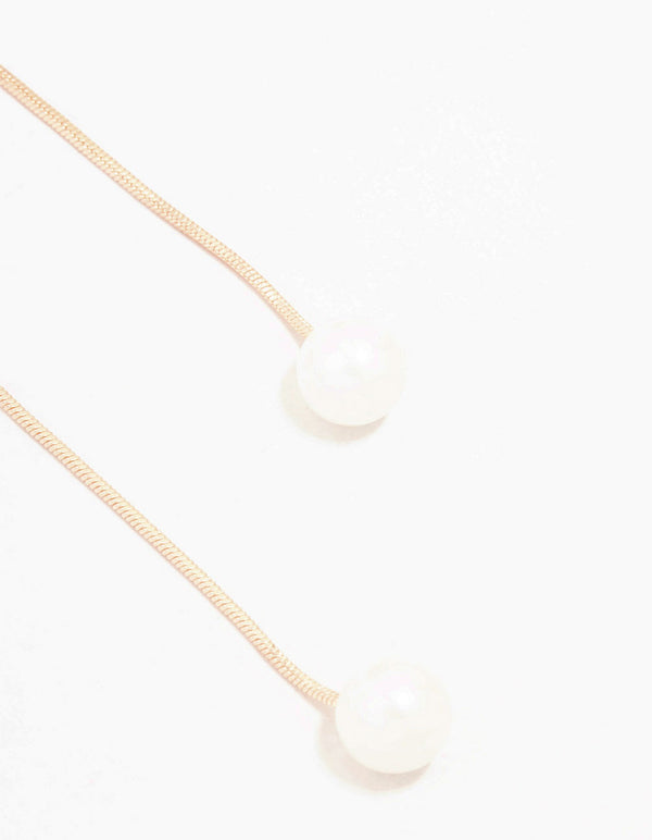 Rose Gold Plated Cubic Zirconia Bow Hook & Freshwater Pearl Drop Earrings