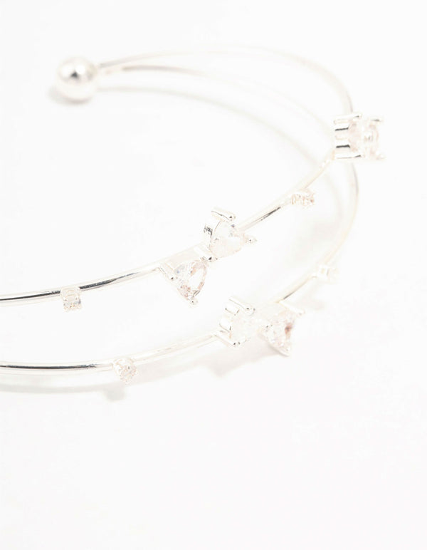 Silver Plated Mini Cubic Zirconia Bows Wrist Cuff