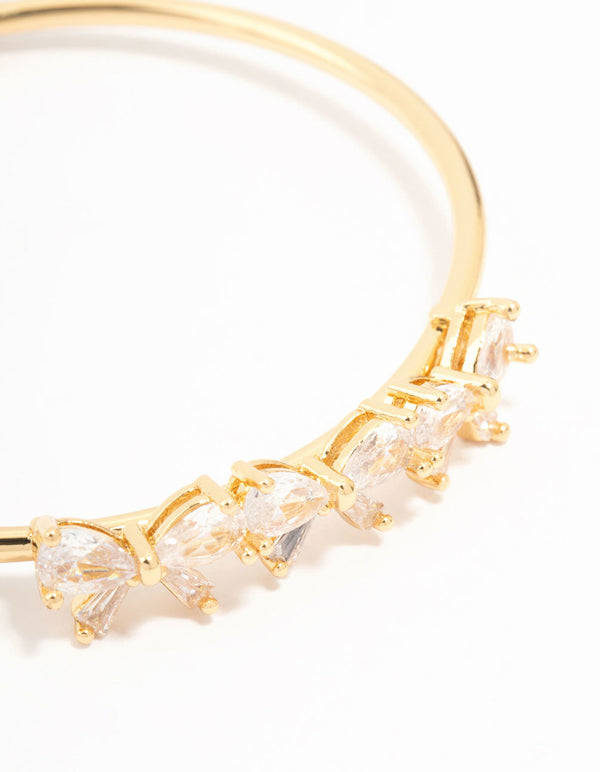 Real Gold Plated Trio Cubic Zirconia Bow Wrist Cuff
