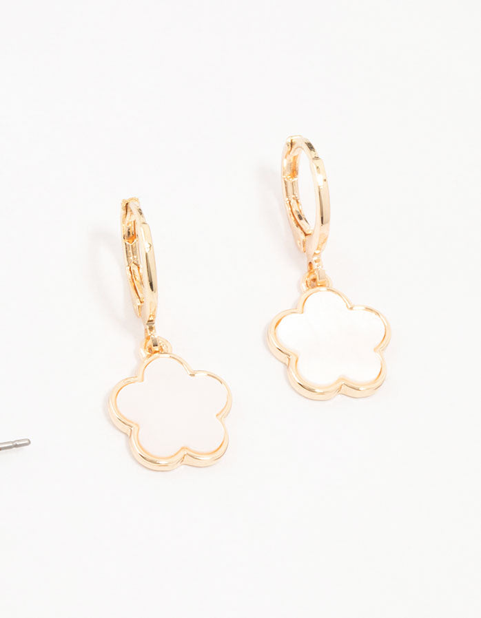 Elegant Clover Pearl Silver Earrings
