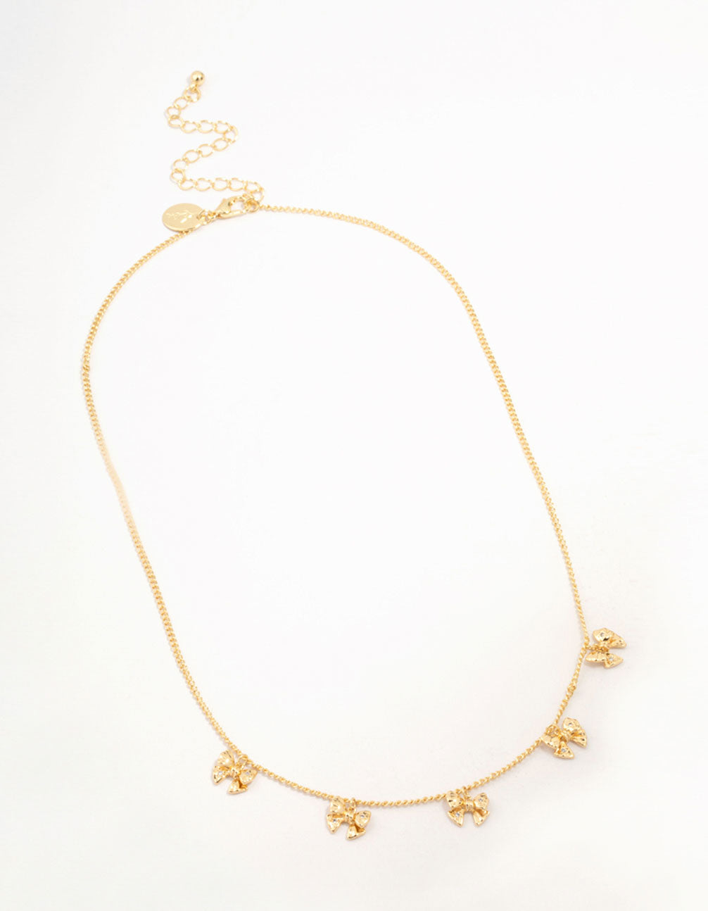 Gold Plated Mini Bows Station Necklace