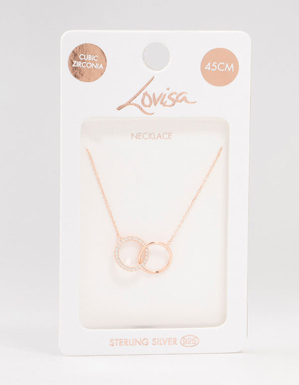 Gold Plated Sterling Silver Pave Link Hoop Necklace