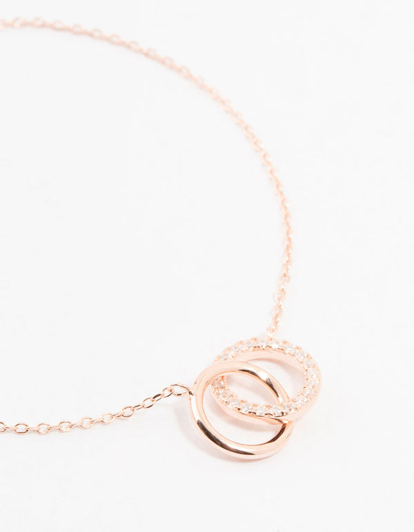 Rose Gold Plated Sterling Silver Pave Link Hoop Bracelet
