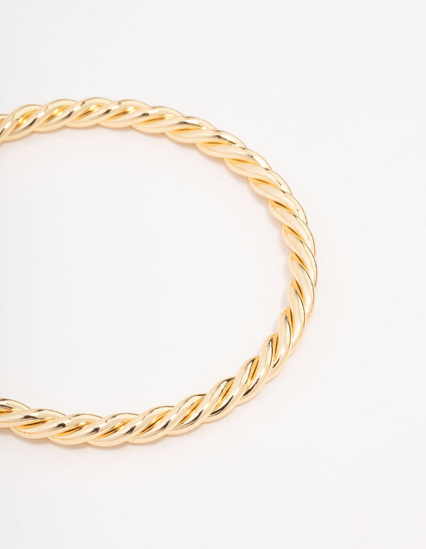 Gold Plated Twisted Bangles 2-Pack