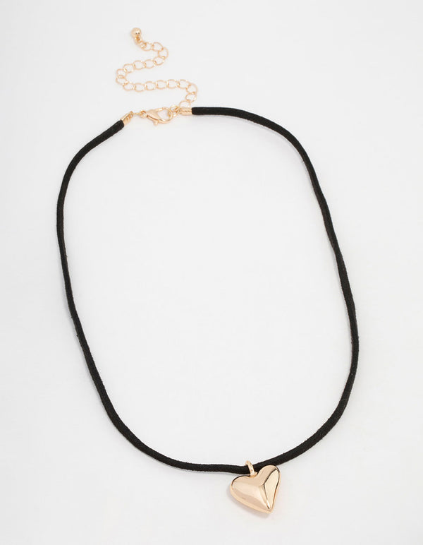 Gold Heart Cord Necklace