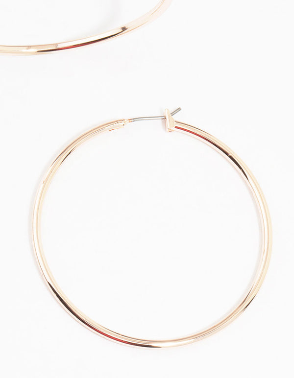 Rose Gold Plated Thin Large Hoop Earrings