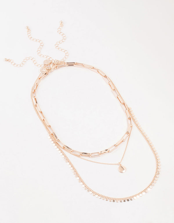 Rose Gold Plated Jingle Multirow Necklace