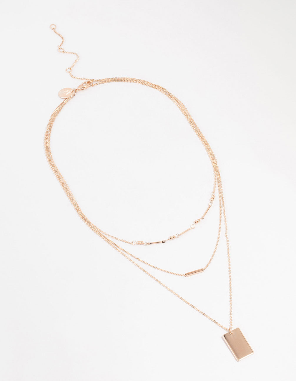 Rose Gold Dainty Rectangle Layered Necklace