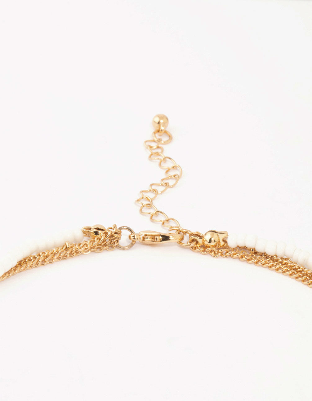 Gold Layered Blue, Green & White Disc Necklace
