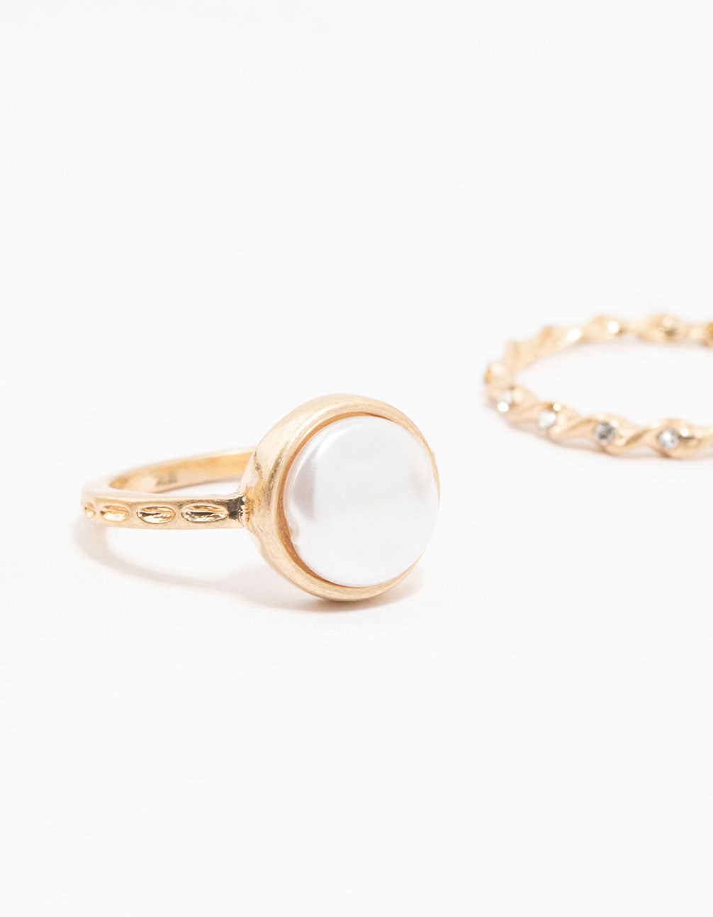 Worn Gold Pearl & Celestial Rings 6-Pack