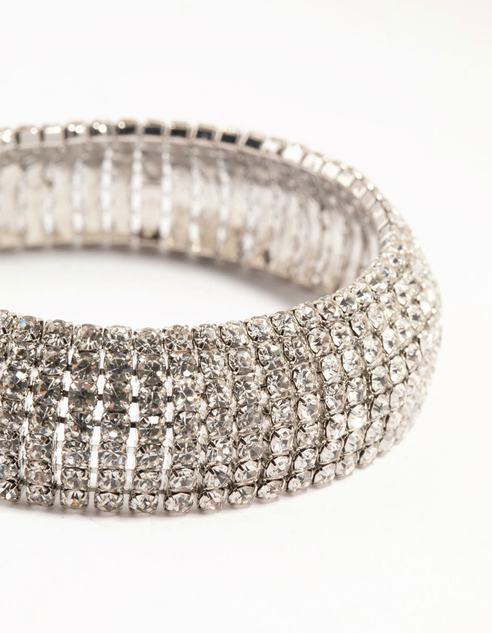Silver Thick Cup Chain Diamante Bracelet