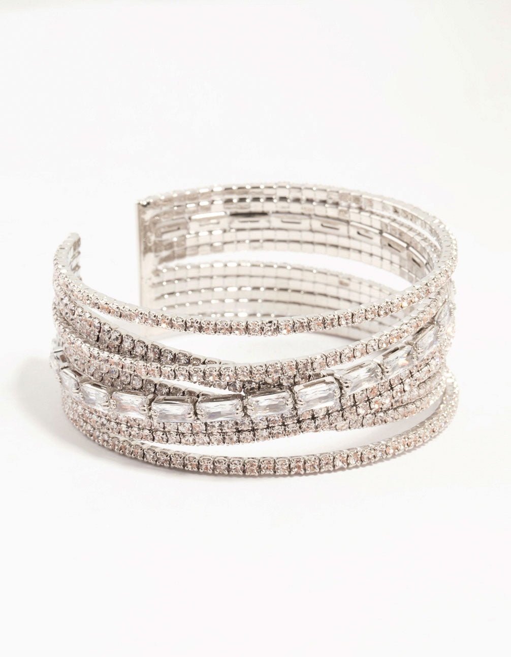Silver Diamante Wrapped Wrist Cuff