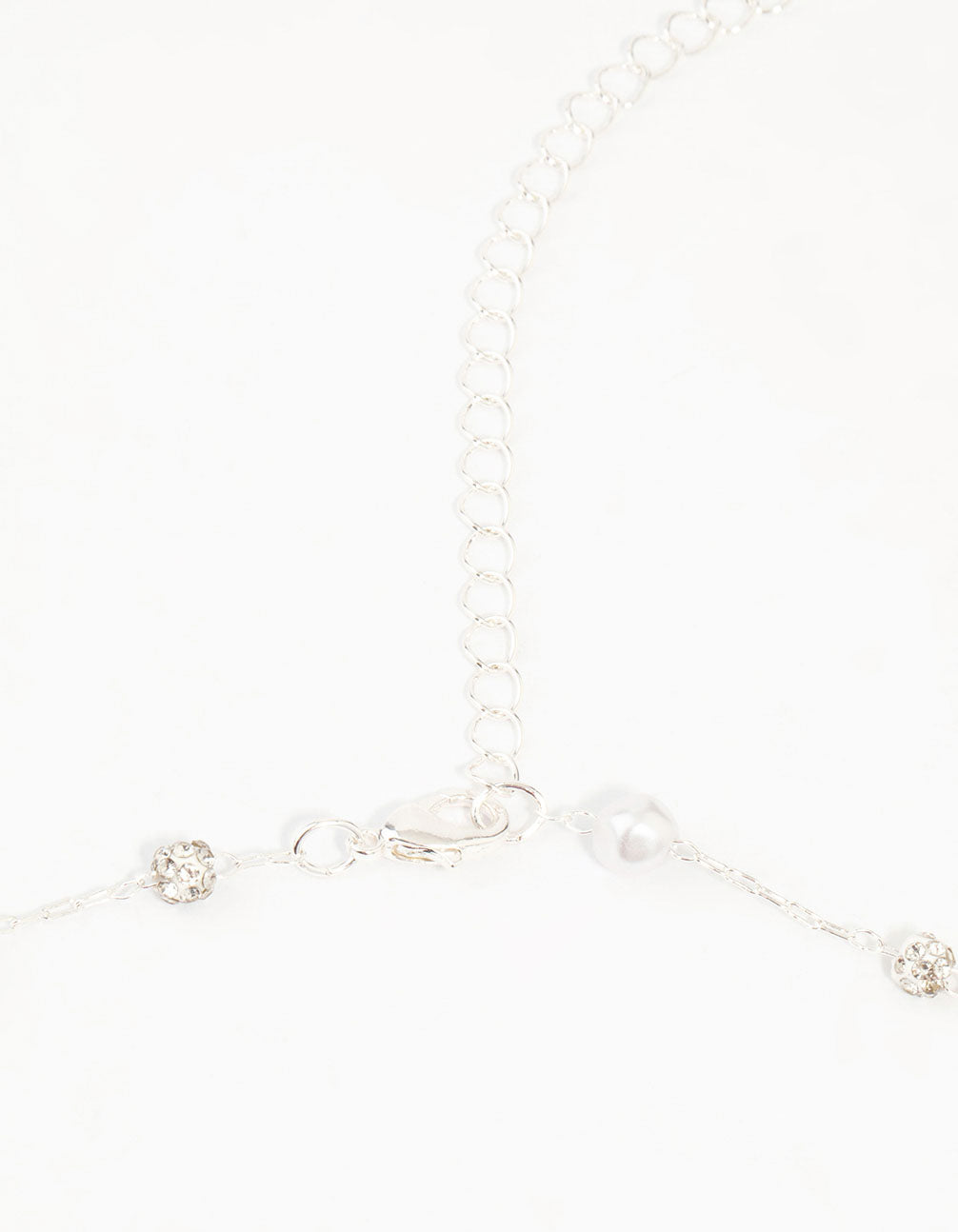 Silver Pearl & Diamante Station Waist Chain