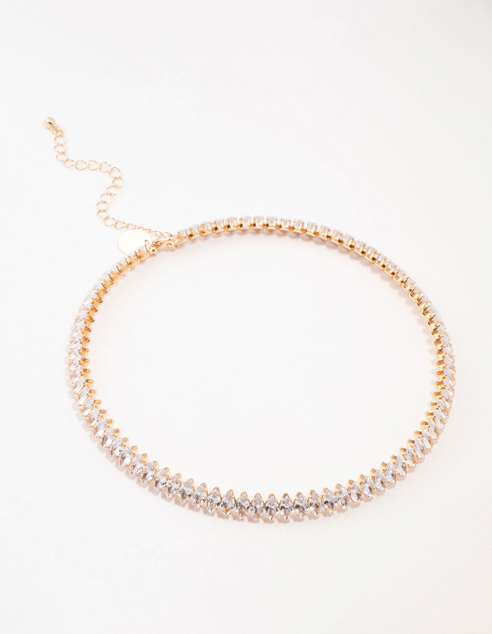 Gold Marquise Cubic Zirconia Stone Choker Tennis Necklace