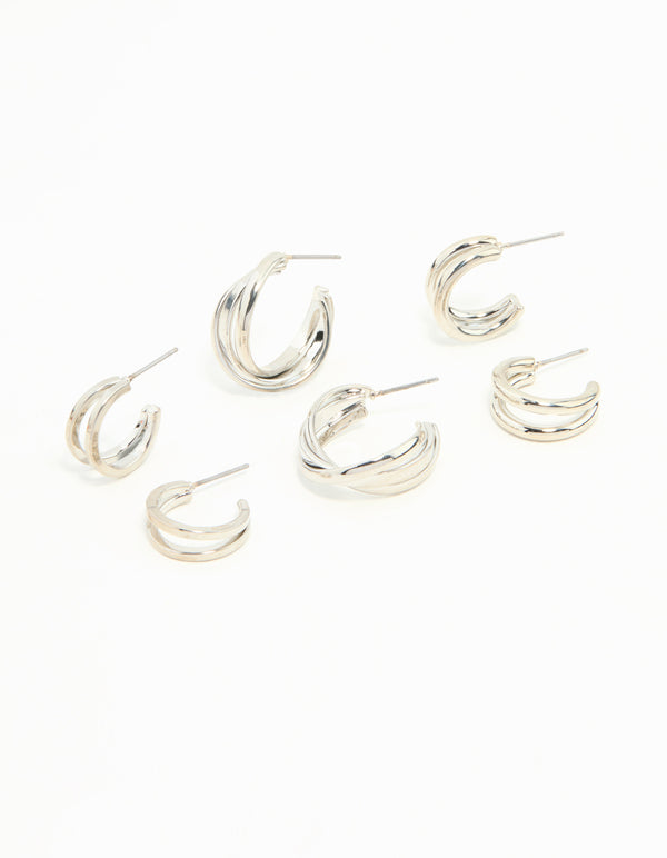 Silver Hoop Earrings 3-Pack