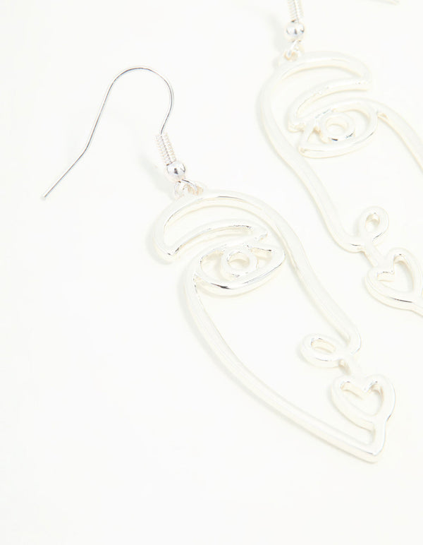 Silver Face Drop Earrings