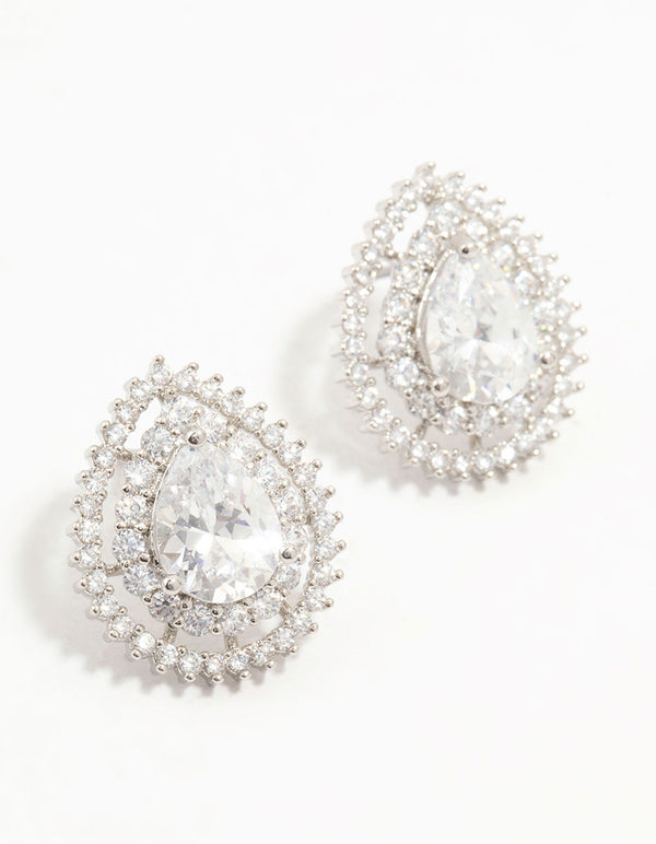 Silver Diamante Snowflake & Pearl Drop Earrings