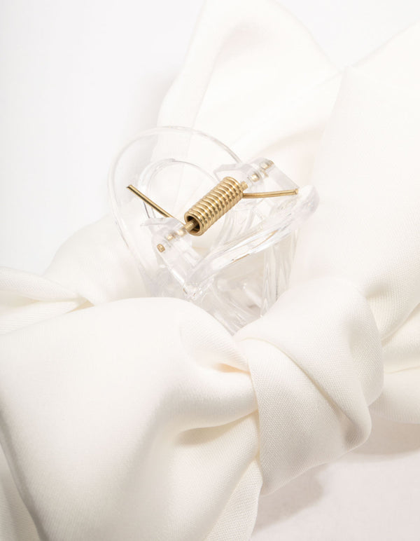 Large White Fabric Claw Clip