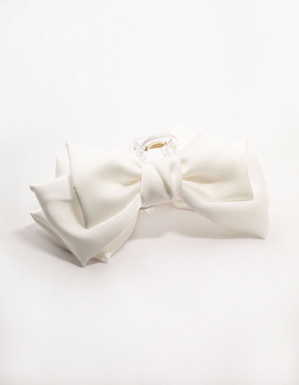 Large White Fabric Claw Clip