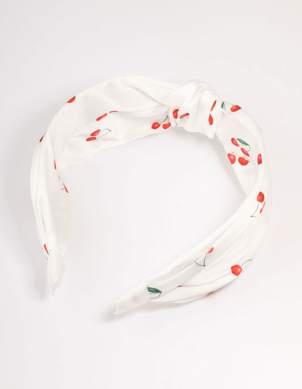 Twisted & Knotted Cherry Fabric Headband