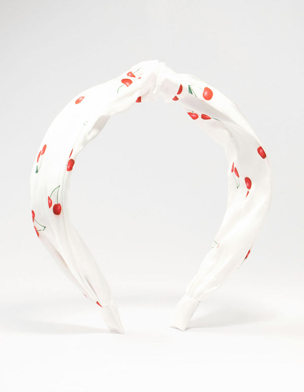 Twisted & Knotted Cherry Fabric Headband