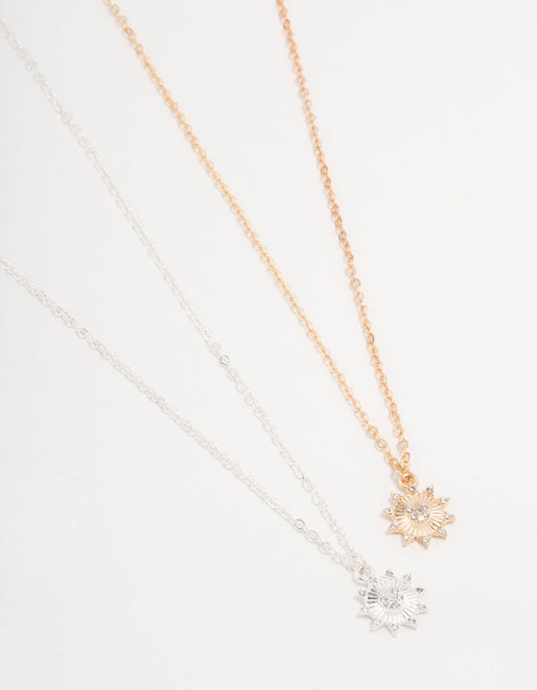 Mixed Metals Celestial Heart Necklaces 2-Pack