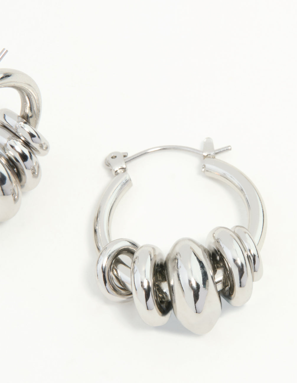 Silver Stacked Ring Hoop Earrings