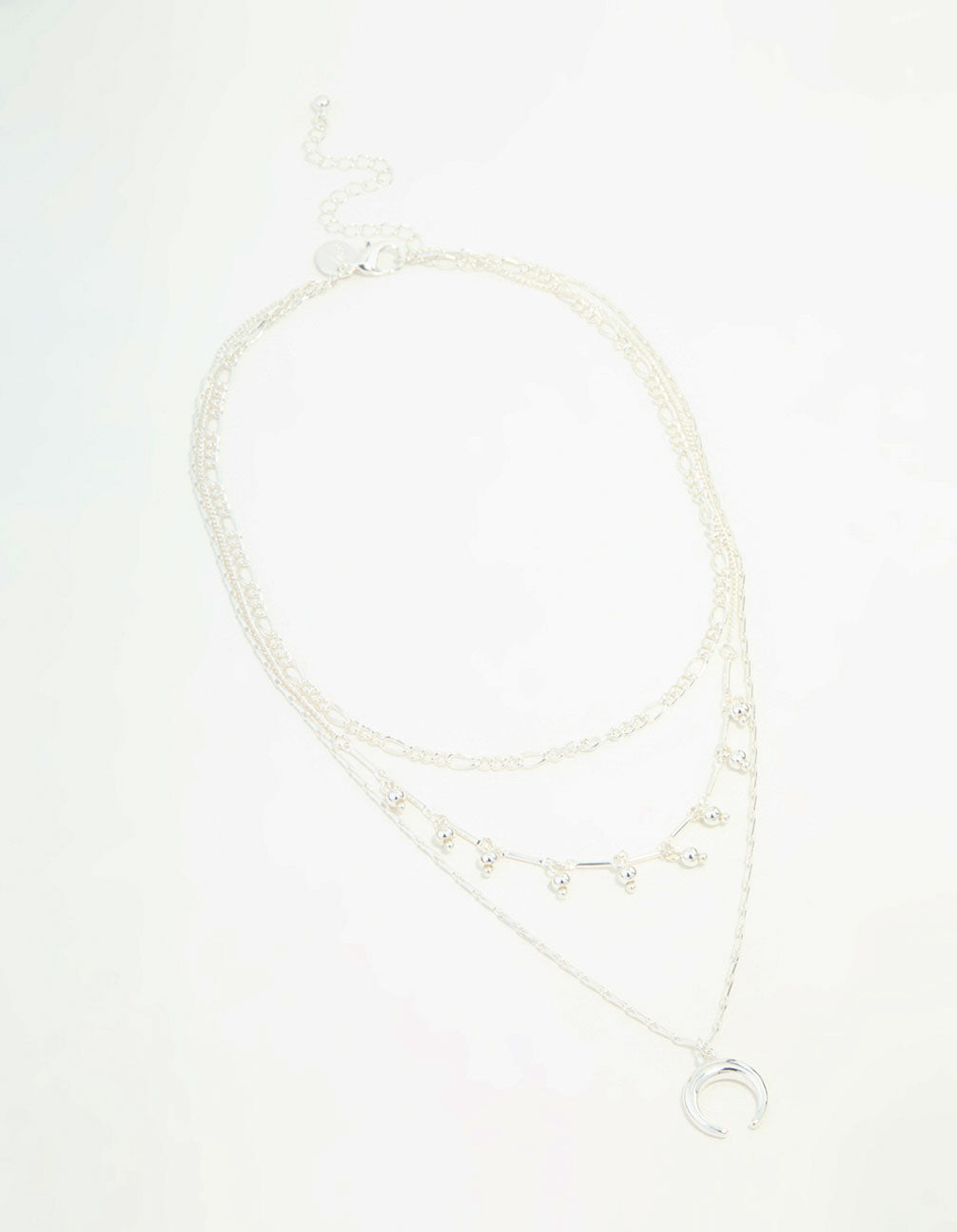 Silver Diamante, Chains & Pendant Layered Necklace