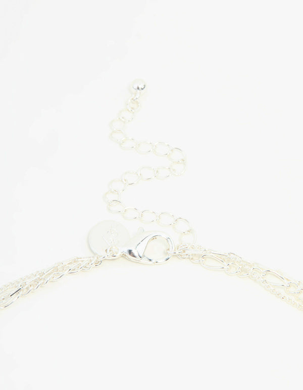 Silver Diamante, Chains & Pendant Layered Necklace