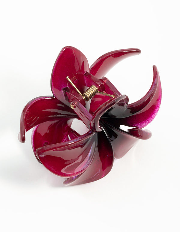 Burgundy Ombre Hibiscus Claw Clip