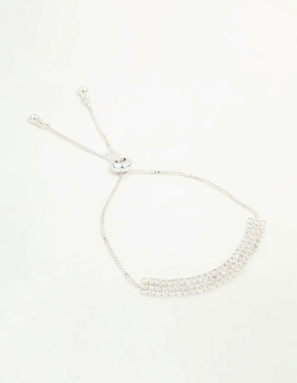 Silver Diamante Thick Cup chain Toggle Bracelet