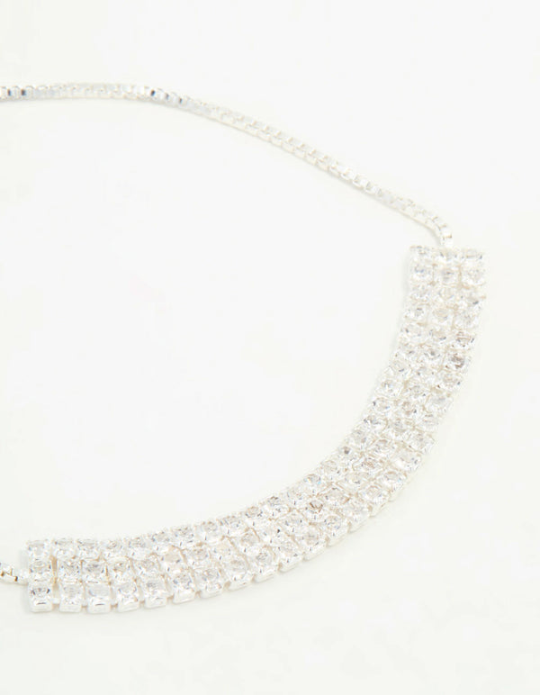 Silver Diamante Thick Cup chain Toggle Bracelet