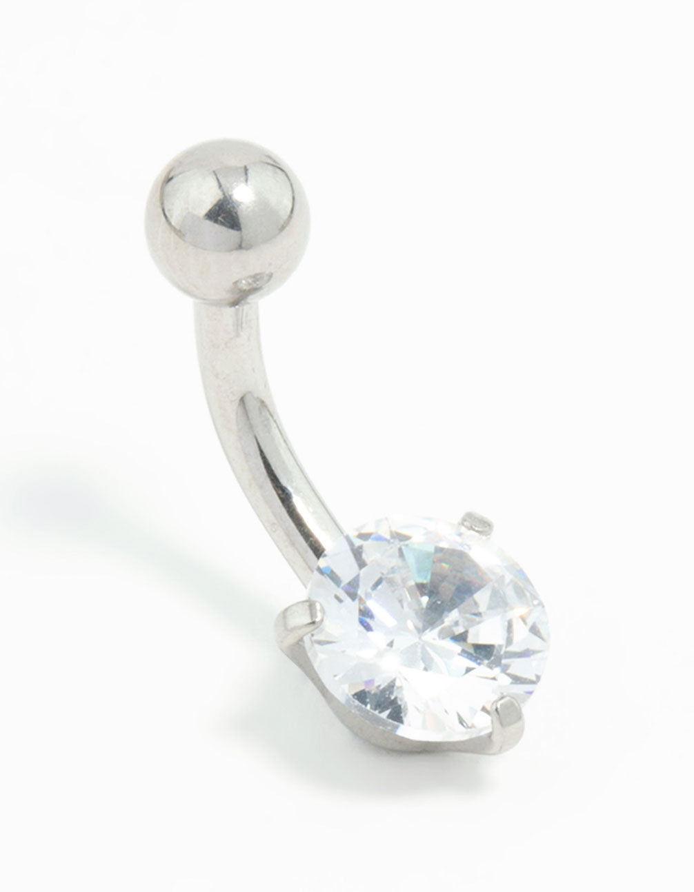 Titanium Round Cubic Zirconia Mini Belly Bar