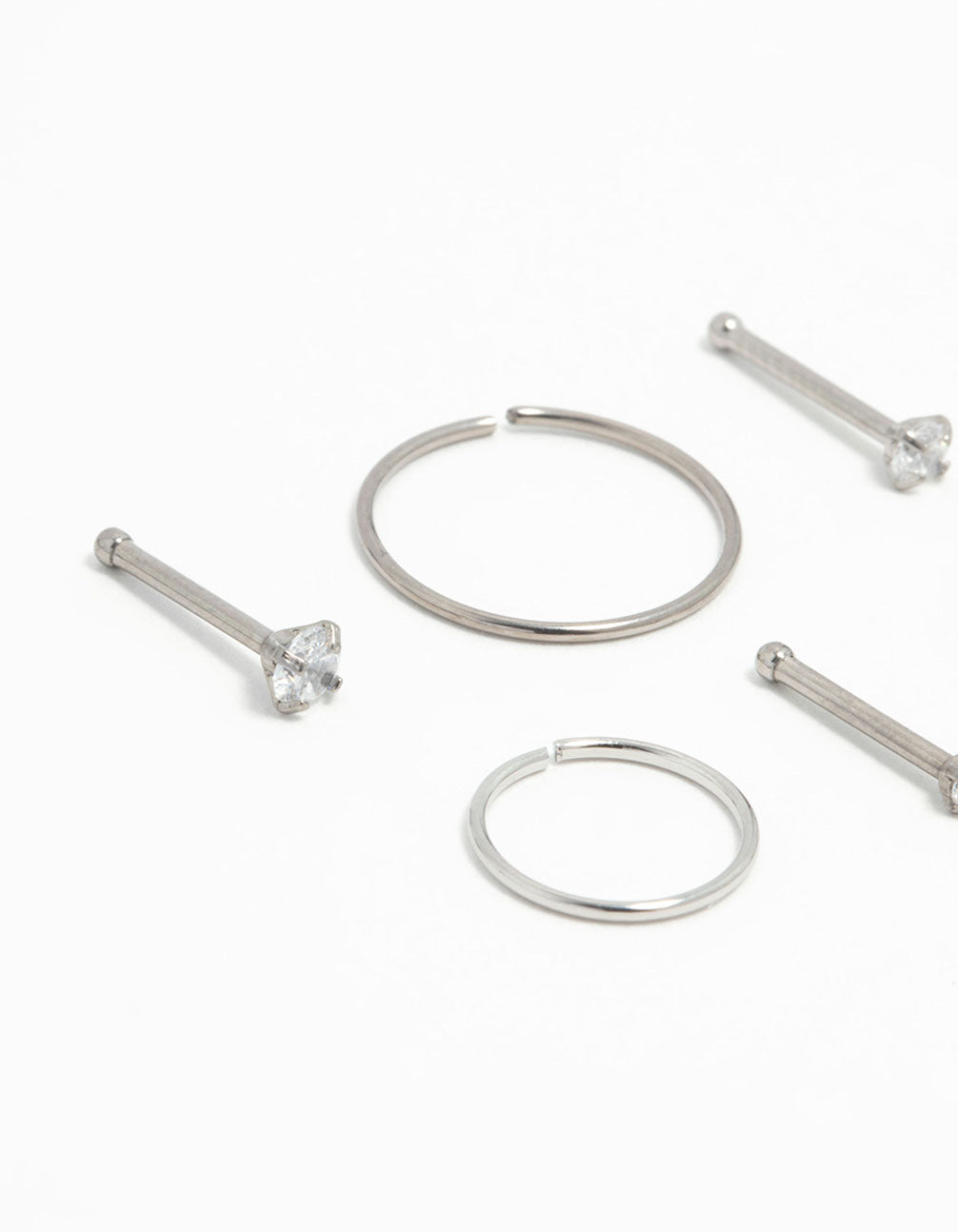 Titanium Graduating Cubic Zirconia Nose Piercings 6-Pack