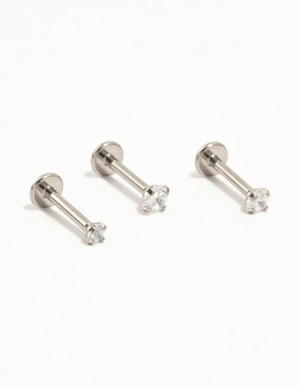Titanium Cubic Zirconia Flat Backs 3-Pack