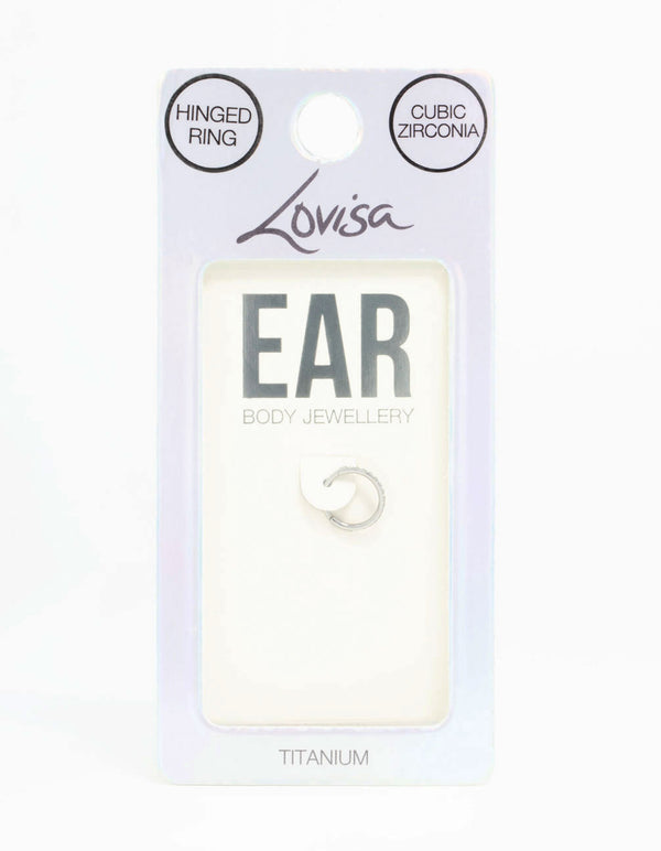 Titanium Cubic Zirconia Clicker Ring