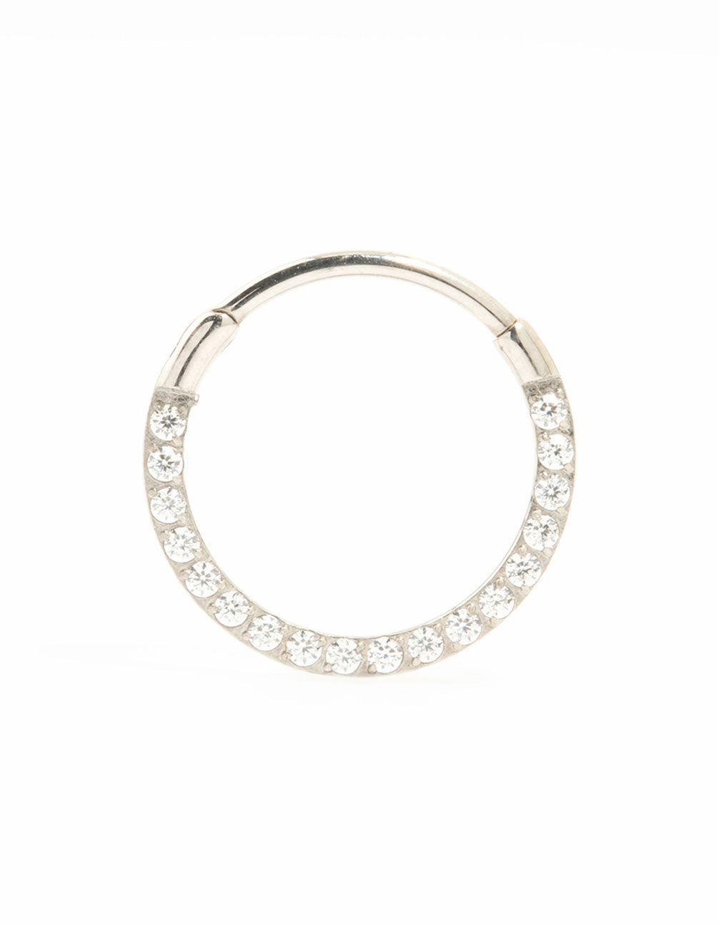 Titanium Cubic Zirconia Clicker Ring 10 mm