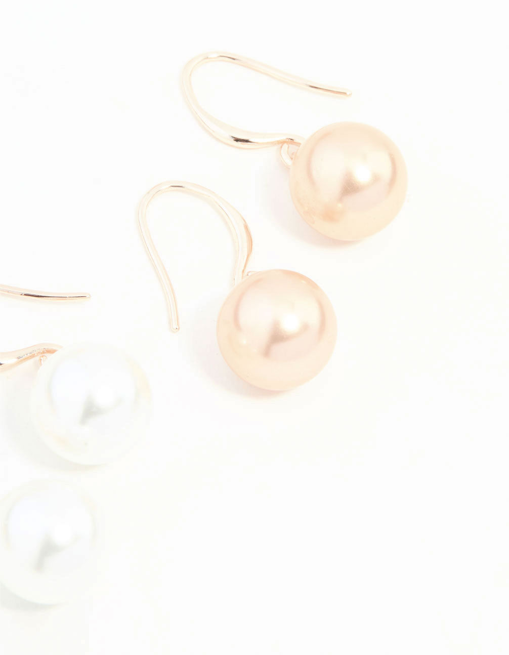 Rose Gold Dainty Pearl Drop Earrings 2-Pack