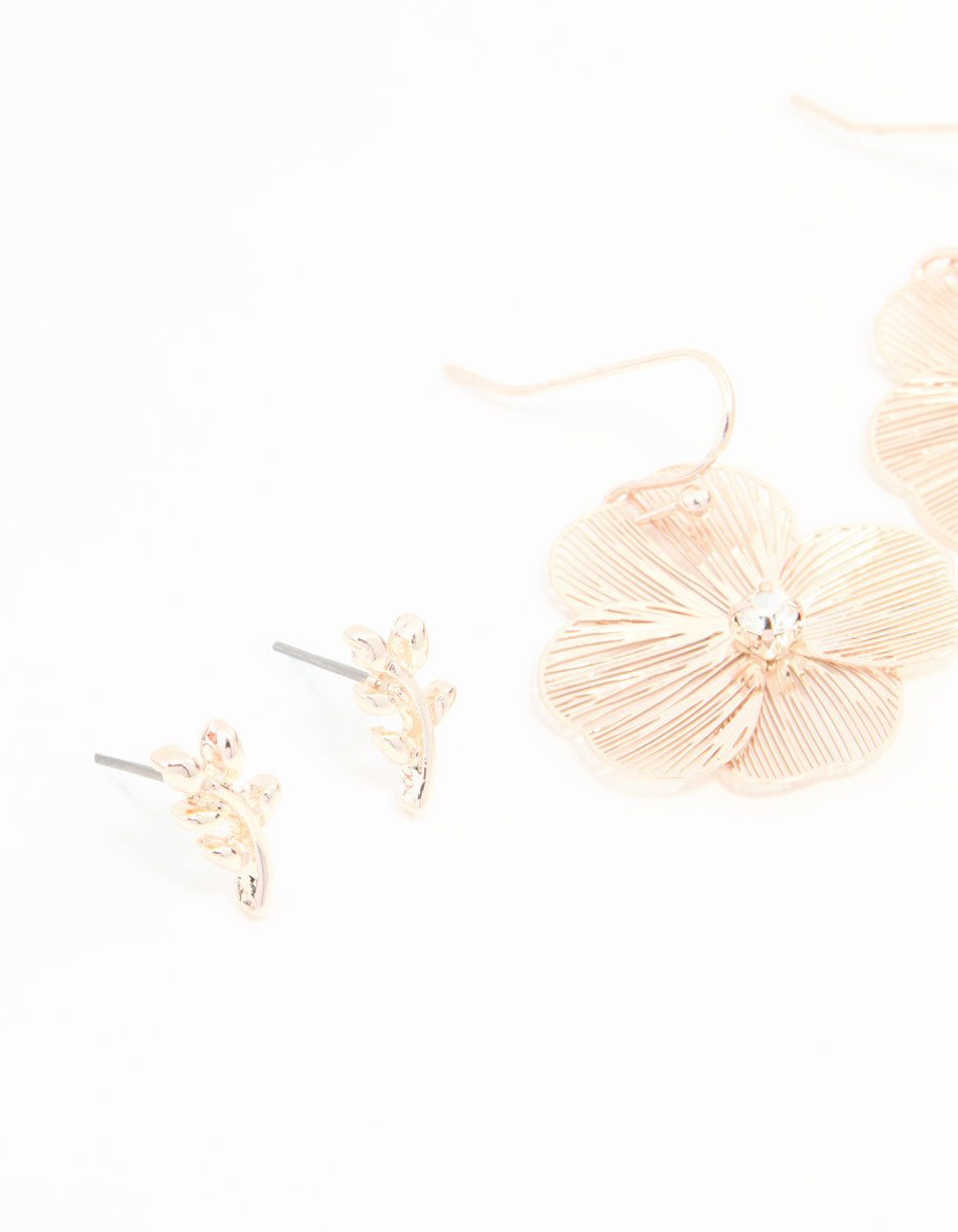 Rose Gold Floral Earrings 3-Pack