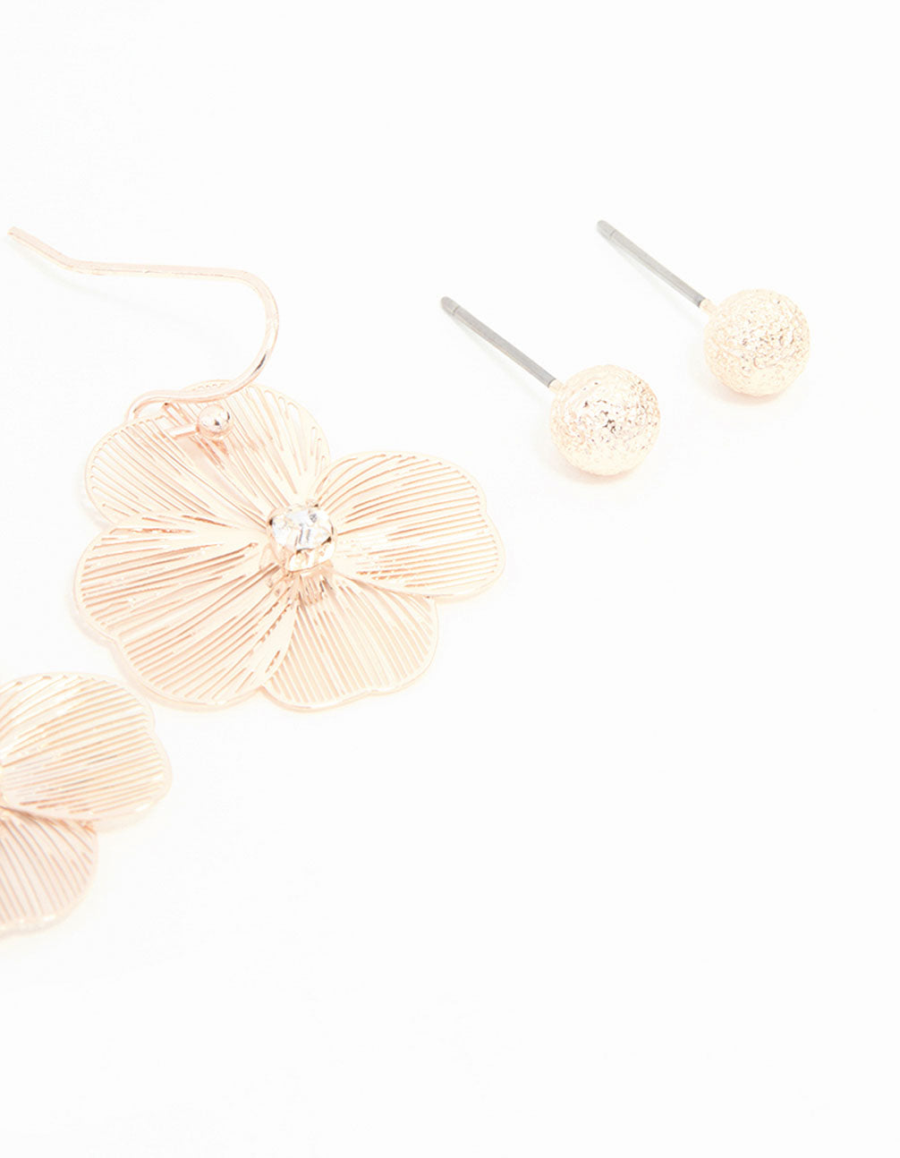 Rose Gold Floral Earrings 3-Pack