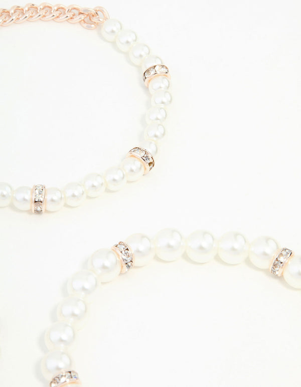 Rose Gold & Pearl Bracelets Stretch Bracelets 3-Pack