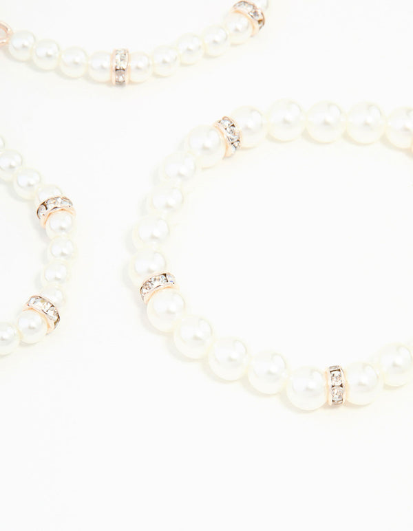 Rose Gold & Pearl Bracelets Stretch Bracelets 3-Pack
