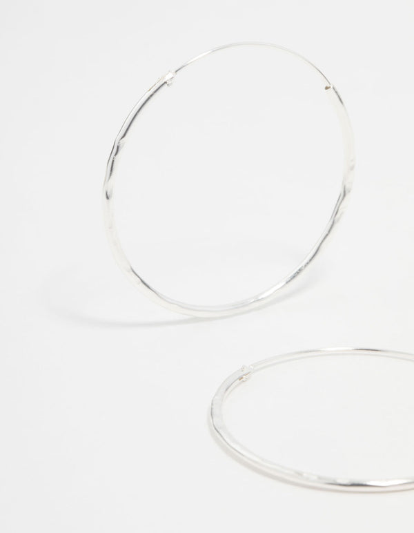 Sterling Silver Hammered Hoop Earrings
