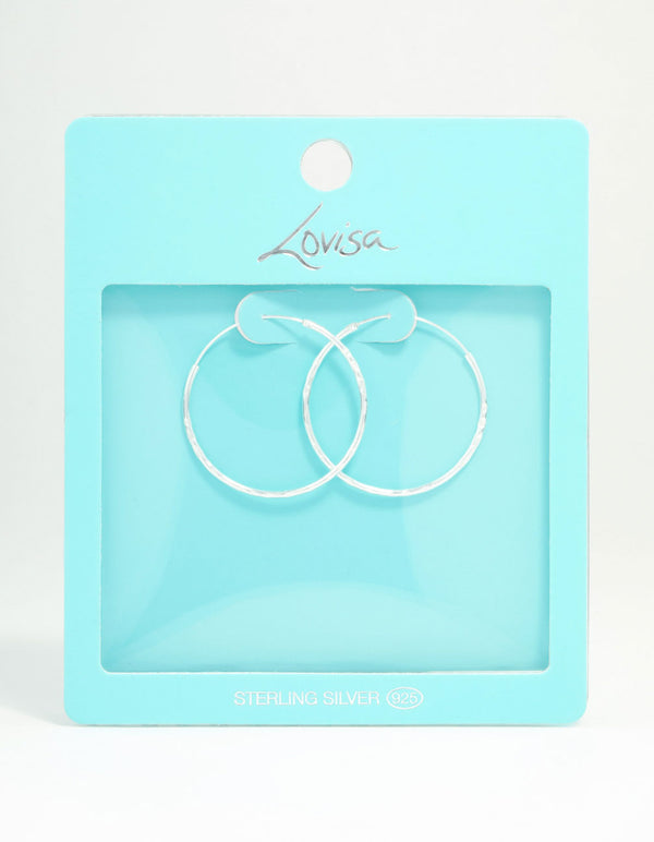 Sterling Silver Hammered Hoop Earrings