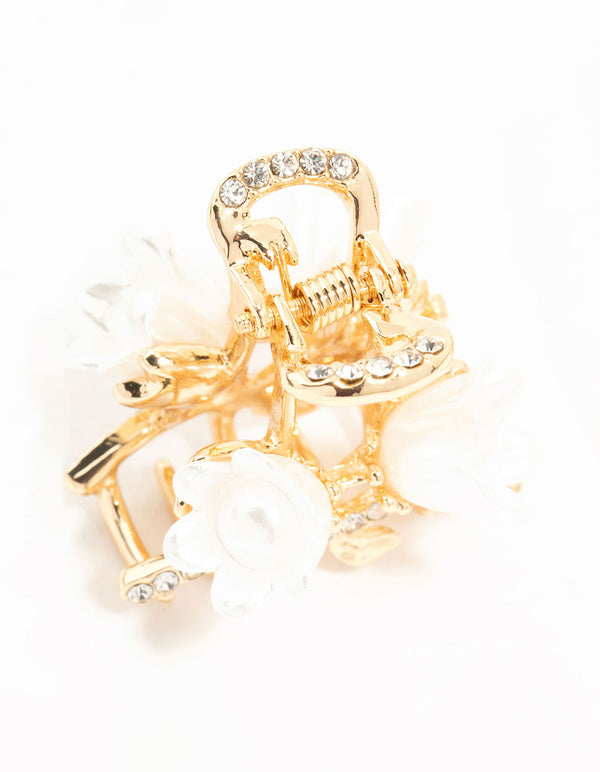 Gold Flower Mini Claw Clips 2-Pack