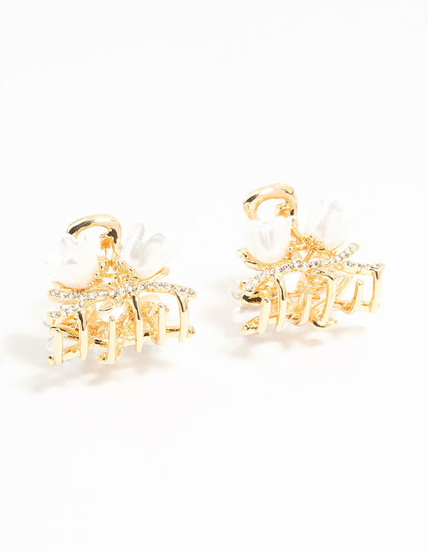 Gold Flower Mini Claw Clips 2-Pack