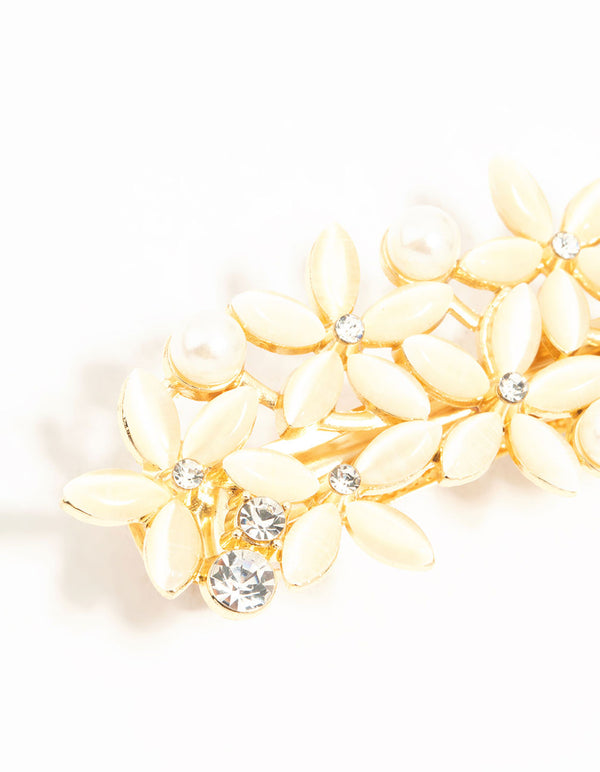 Pearl & Flower Cluster Hair Clip