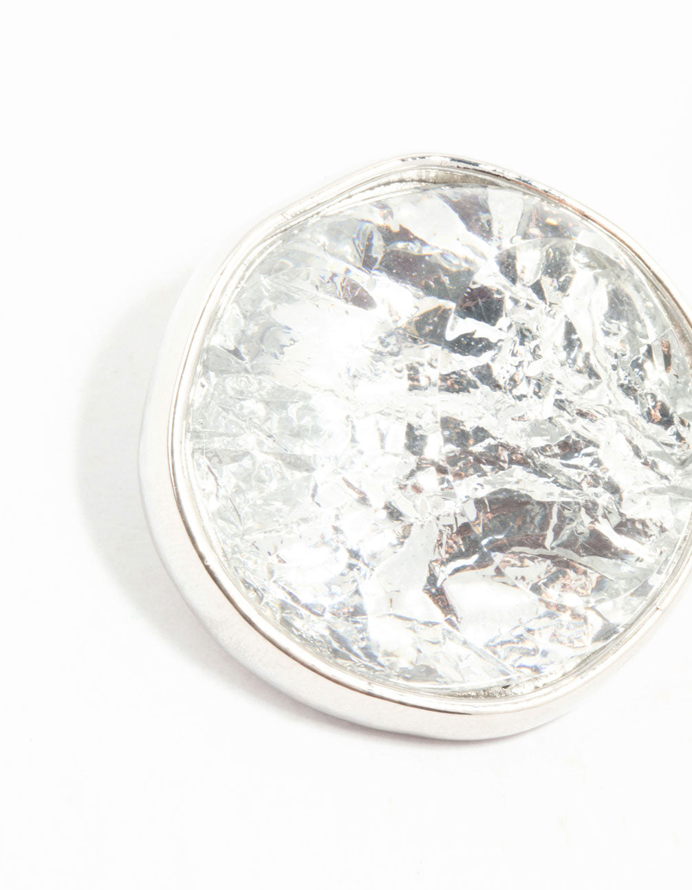 Silver Crinkle Circle Stud Earrings