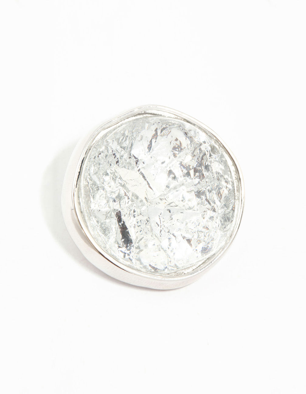 Silver Crinkle Circle Stud Earrings