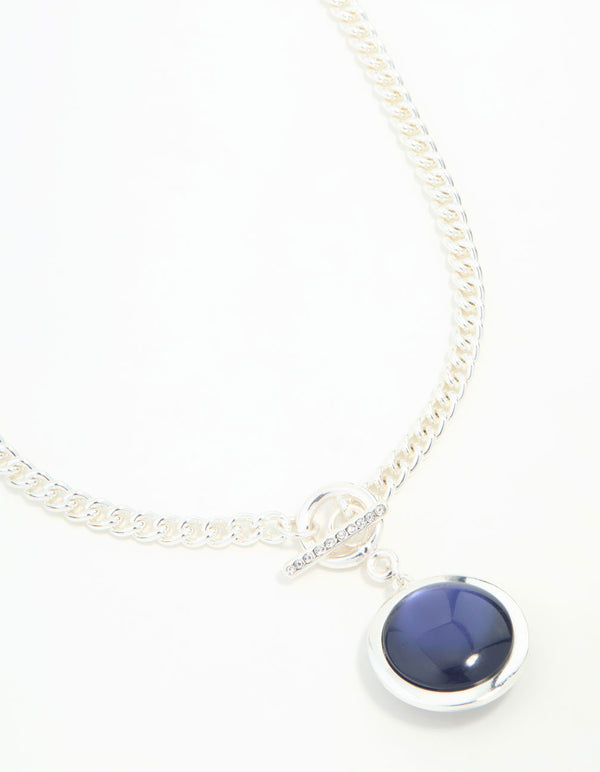 Silver Blue Orbit Pendant T & O Necklace